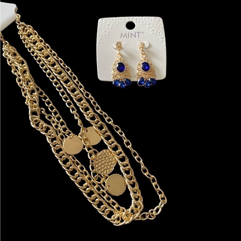 BOUTIQUE-BEAUTIFUL GOLD TONE NECKLACE AND EARRINGS SET